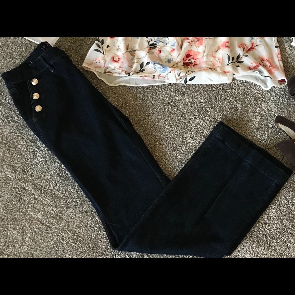 White House Black Market Bell bottom blue jeans